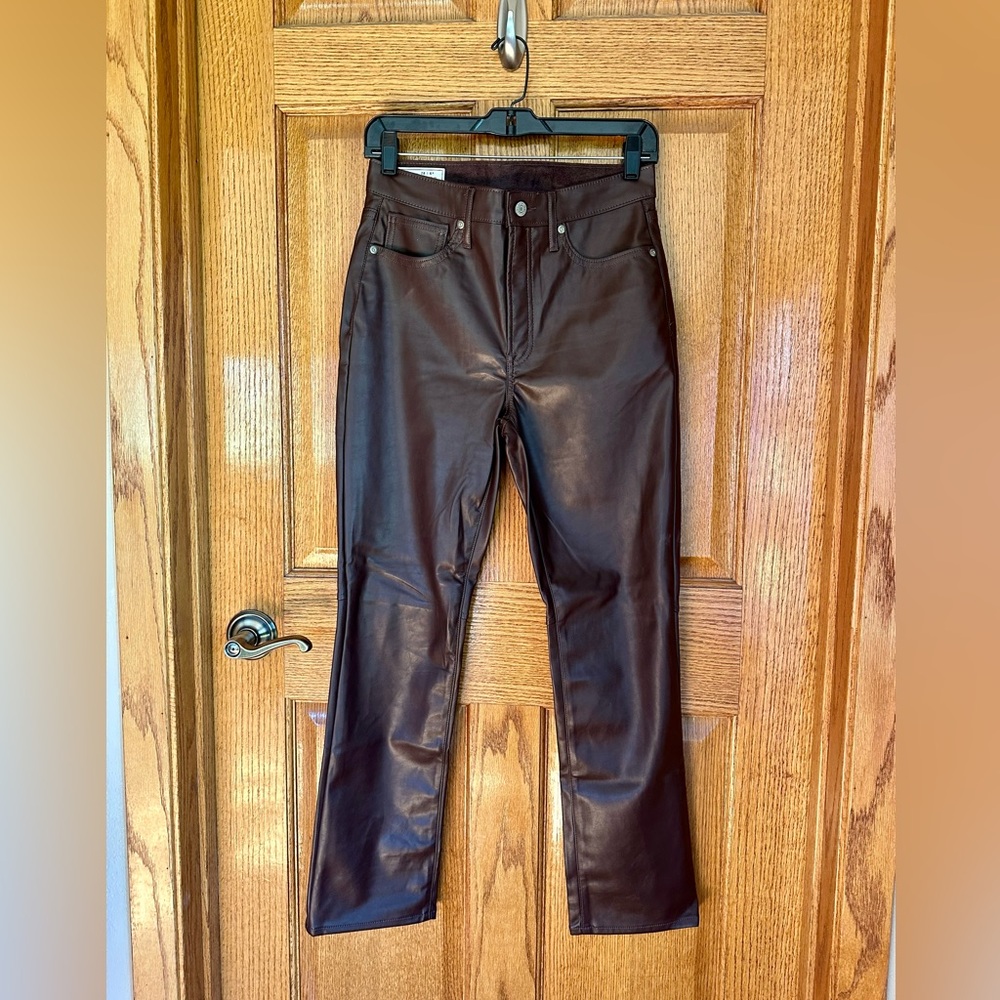 NWOT Womens Gap Faux Leather Pants 28/6 R